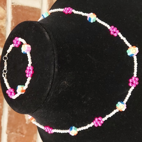 Children's Fashion Smiley Face Necklace , Bracelet, and Earring Set - Picture 2 of 9